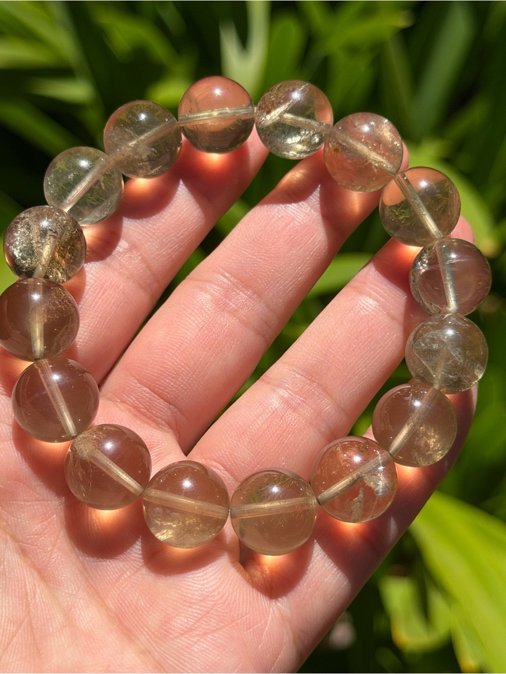 14mm Natural Smoky Quartz Beaded Stretch‎ Bracelet 1895